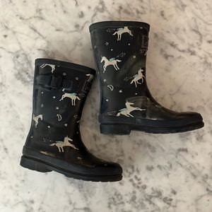 Joules Kids Wellies Rainboots Black Unicorn Print Sz US 3